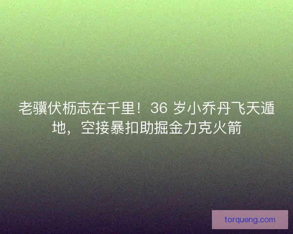 老骥伏枥志在千里！36 岁小乔丹飞天遁地，空接暴扣助掘金力克火箭