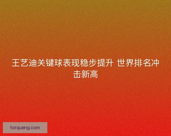 王艺迪关键球表现稳步提升 世界排名冲击新高