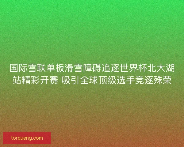 国际雪联单板滑雪障碍追逐世界杯北大湖站精彩开赛 吸引全球顶级选手竞逐殊荣