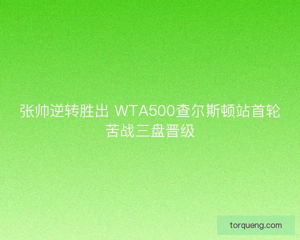 张帅逆转胜出 WTA500查尔斯顿站首轮苦战三盘晋级